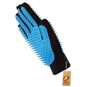 Foodie Puppies Pet Hair Remover Massage Tool with Enhanced Five Finger Design Gentle Deshedding Brush Gloves for Dogs and Cats Color May Vary (Dual Side Bristle Glove)
