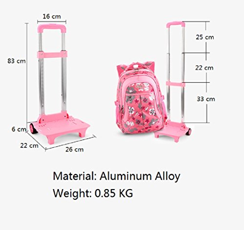 Sac à Dos Pour Enfants - Sac à dos à roulettes avec housse de pluie pour les garçons et les filles de l'école (Rose)