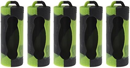 RAYEE Protective Silicone Case Cover for 26650 Batteries 5-Pack (Black Green)