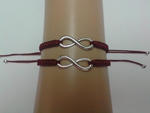 Couples infinity bracelet set on red cord