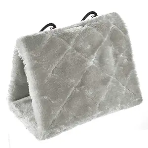 Winter Warm Bird Nest House Shed Hut Hanging Hammock Finch Cage Plush Fluffy Birds Hut Hideaway for Hamster Parrot Macaw Budgies Eclectus Parakeet Cockatiels Cockatoo Lovebird (S, Grey)