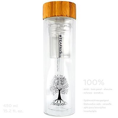 amapodo© Theieres à piston, Bouteille de Thé à Infusion 450ml sans BPA