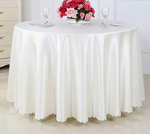 Zongyuan hyl Hotel home tablecloth conference wedding banquet sign stationed thick satin tablecloth (Color : White, Size : Round 220cm)