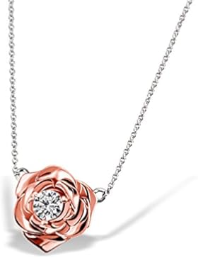 Goldmaid Damen-Halskette Lovely Rosè 925 Sterlingsilber vergoldet gesetzt mit einem weißen 1 Swarovski Zirkonia...