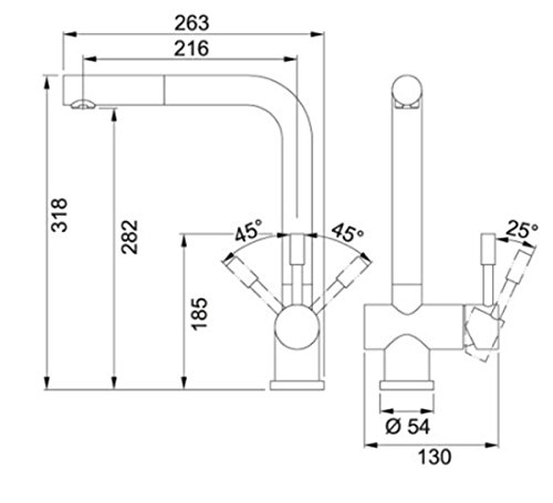 Franke Atlas Window Hochdruck-Armatur / Küchen-Armatur / massiv Edelstahl / zur Vorfenster-Montage - 2