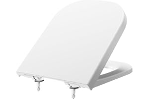 DERW Square Toilet Seat(42.7CM x 35CM), Soft Close Toilet Seat, Environmentally Friendly Urea-Formaldehyde Resin, Easy One-Button Quick Release for Cleaning, Install with Alignment Guide, Durable