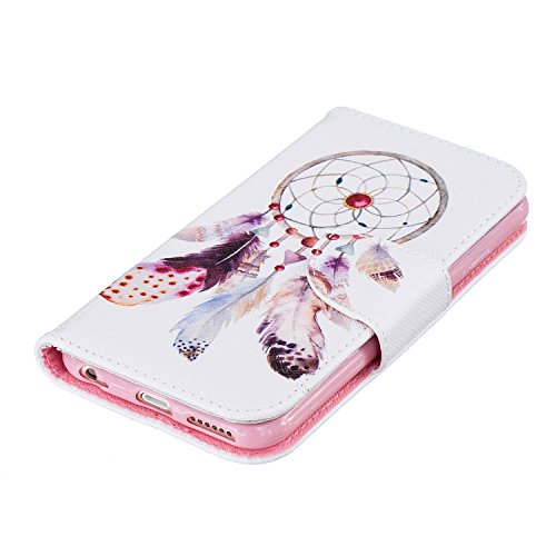iphone 6 / iphone 6S Hülle Leder Weiß ,SKYXD Feder Traumfänger Muster PU Folio Klappbar Schutzhülle [Magnetverschluss / Brieftasche Kartenfach / Standfunktion] Klapphülle mit [Eule Handyanhänger + Eingabestift] 3 in 1 Zubehör Handy Tasche Etui für Apple iphone 6/6s Case Bookstyle Flip Leather Cover With [Free Stylus and Dust Plug] - 8