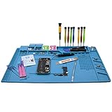 Diseño Nuevo y Profesional con clasificación: Las ranuras, la superficie antideslizante, las muescas magnéticas y 3 cajas de partes, mantienen las piezas y tornillos, etc., sin perderse. Regla de escala incorporada 0 - 36 CM y 124 posiciones de tornillo y muescas magnéticas para clasificar eficientemente sus tornillos y piezas pequeñas.