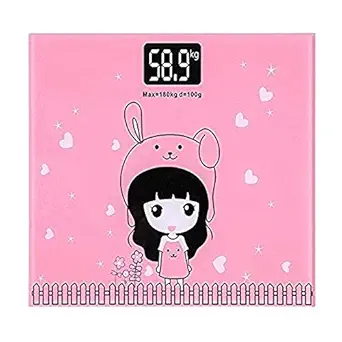 Saiyam Tempered Glass Digital Weighing Scale LCD Personal Weight Machine for Human Body for Men Women And Children (25 x 21 cm, Pink)