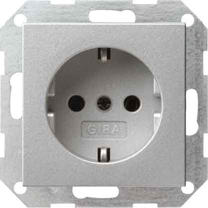 Preisvergleich Produktbild Gira 046626 Schuko Steckdose ohne Kralle System 55, alu
