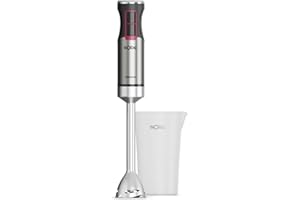 Solac Solution - Mixeur plongeant 1503 | 1500W | 4 lames inox | Fouet inox | Turbo | Ergonomique | Anti-éclaboussures | Amovible | Lave-vaisselle | Verre doseur inclus