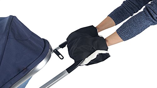 WANGSAURA® Baby Pushchair/Pram/Stroller Fleece Hand Muff/Hand Warmer Anti-freeze Thick Waterproof Muff Gloves (Black)
