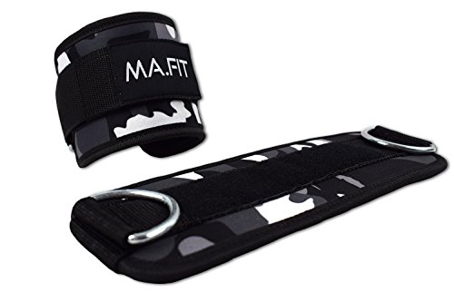 2x Fußschlaufen von MA.FIT inkl. Karabinerhaken-für Damen und Herren(gepolstert)-Fitness am Kabelzug - 2