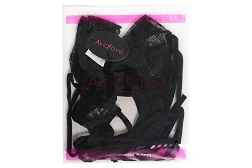 Avidlove Damen Spitze Dessous Strapsen Reizwäsche Lingerie Body Wäsche Neckholder Unterwäsche Tiefer V-Ausschnitt Negligee (M (US M(8-10),UK 12-14, AU 12), A-Schwarz) - 6