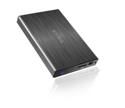 Icy Box IB-231StU3-G Externes Gehäuse für 2,5" (6,35 cm) SATA HDD/SSD mit USB 3.0 Anschluss, Aluminium, Transporttasche, anthrazit