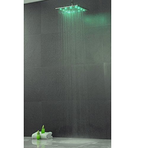 Bonade 30*30cm Edelstahl Regen Duschkopf Morderne Duschbrause Edelstahl wasserfall für Badezimmer mit LED - 3