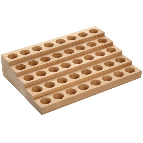 Bachblütenständer für 10ml bzw. 15ml Flaschen - Treppe für Homöopathie-Flaschen aus massivem Kirschholz - für 40 Flaschen 10ml / 15ml mit einem max. Ø von 27mm - Maße: 295 x 215 x 60 mm (BxTxH) - Lochdurchmesser: 27mm, rund *** Aufbewahrung, Bachblüten, Essenzen, Flaschen, Apothekerflaschen, Tropferflaschen, Homöopathie ***