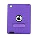 Produktbild iPad 4 Case, iPad 3 Case, iPad 2, Jessica Tire Series Heavy Duty stoßfest [Tropfen Schutz] 3 in1 Hybrid-Silikon mit PC Kunststoff mit Ständer für iPad 2/3/4 Generation Violett/Schwarz