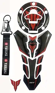 Graphixdesign Yamaha MT-15 Compatible Tank Pad Combo+Keyring (Black&Red)