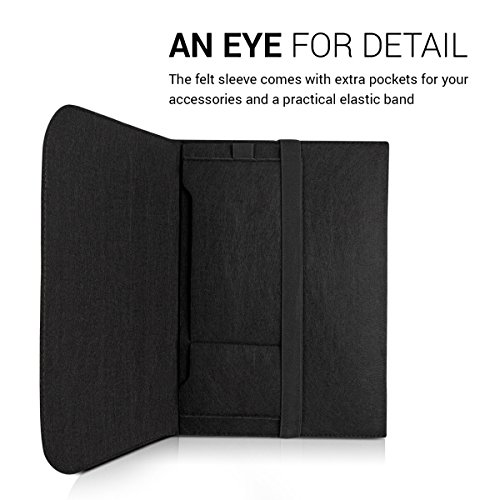kwmobile Laptoptasche Filz Sleeve für 11″ 11,6″ Laptop / Tablet – Notebook Tasche Schutzhülle Laptop Case Hülle in Schwarz mit Innentaschen Innenmaße: ca. 31,5 x 25 cm - 4