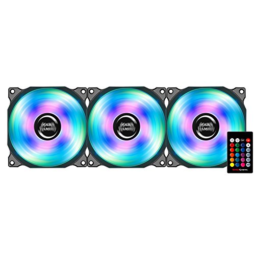 Mars Gaming MFRGB Kit - Pack 3 Ventiladores con iluminaci  n RGB para Ordenador  13 aspas  iluminaci  n LED 4 Efectos  Mando a Distancia  rodamientos hidr  ulicos  60 000 Horas  silenciosos   Negro
