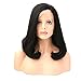 Produktbild PRTQI Damen Faserspitze Wig Lady Schwarz Lange Lockly Wig Knapp Über Schulter Wig Hochtemperatur Seiden Komfort Elastisches Netz 12 Zoll