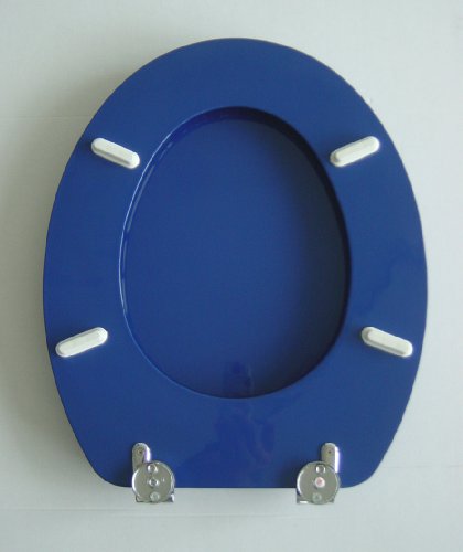 ADOB WC Sitz Klobrille mit Holzkern, verstellbare Metallscharniere, blau, 87065 - 5