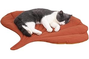 GENERIC 7WUNDERBAR Cama para gatos, cojín suave lavable, para gatos, cama para perros pequeños, cama para mascotas (hojas de ginkgo)