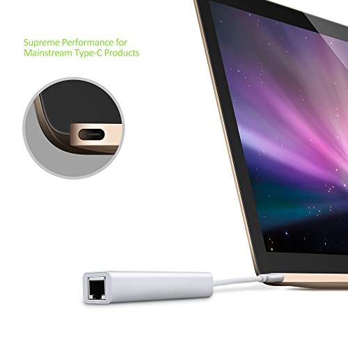 OMARS® USB C Hub auf 3 Port USB 3.0 + Ethernet Anschluss Netzwerkadapter Type C Hub für New Macbook, Macbook Pro 2016, Google ChromeBook Pixel 2015, usw. - 5
