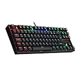 METALL - ABS-KONSTRUKTION; Das Gehäuse der PC-Gaming-Tastatur besteht aus einer Metalllegierung und ABS mit mechanischen Tasten und Schaltern, die auf der Platte montiert sind und harten industriellen / Büro- / Spielbedingungen standhalten. Das Kompakte 87-Tasten mechanisches Tastaturdesign ist platzsparend ohne das Sie auf Leistung und Komfort verzichten müssen