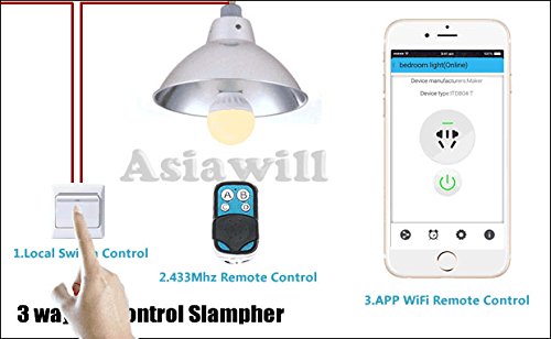 Asiawill DIY Wi-Fi Wireless Smart Switch 433MHz RF Receiver w/ Wireless Remote Controller for Smart Home by Asiawill - 7