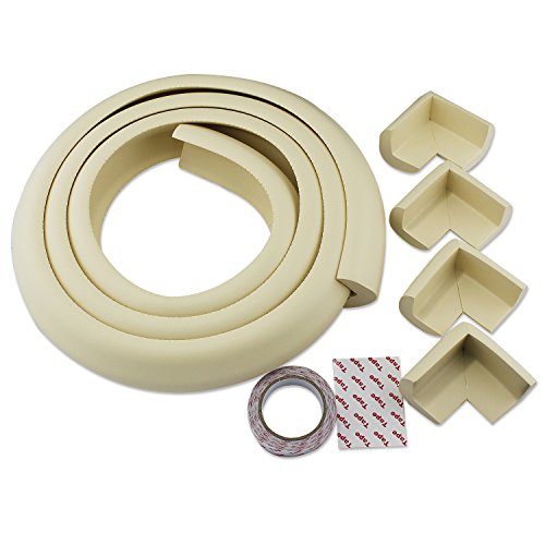 ESUMIC® 2M Length Corner Guards Desk Table Corner Edge Cushions Protection Cover Table edge protection + 4 Corner (Milk)