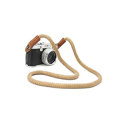 Adaptout CTN Sangle pour appareil photo en coton beige bandoulière Courroie de cou dragonne réglable en néoprène pour DSLR Canon FUJI Fujifilm Leica Nikon Pentax Olympus Sony Panasonic Pentax Samsung Sigma - ADAPTOUT MARQUE FRANÇAISE