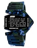 SKMEI Junge Sehr cool Uhren 7 LED Licht Uhr Sport Militär 50m Wasserdicht Armbanduhr Stoppuhr Alarm Chrono Digital Uhren (Ozean)