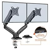 Se adapta a dos pantallas de hasta 27 "de tamaño y 6.5 kg (14.3 lbs) de peso cada una con orificios de montaje VESA 75x75mm o 100x100mm (asegúrese de que su pantalla sea compatible con el tamaño VESA de este montaje verificando el manual o midiendo la distancia los 4 agujeros en la parte posterior de la pantalla)