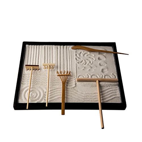 ICNBUYS Professionelle Mini Zen Garten Tools Set drei Rechen One Bambus Tuschefüller One Schieben Sand Pen - 3