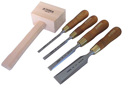 Stechbeitel Set 4 teilig (8/10/16/32 mm) in Premium Qualität + Schreinerklüpfel