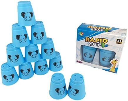 Acemiriz Quick Stack Cups Set of 12 with Quick Release Stem - Sports Imprime Animaux Stacking Cups Speed Training (blue)