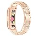 Produktbild Glowjoy Ersatzarmbänder Kompatibel für Fitbit Charge 3,Roségold Armbänder für Fitbit Charge3 Damen Ersatzband Armband Edelstahl Band Kristall Metall Fitness Zubehör für Fitbit Charge 3 (Roségold)