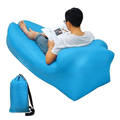 Rihachan Chaise gonflable, canapé à air, gonflement rapide par vent ou pompe à air, canapé à air imperméable, canapé-cabine, parfait pour voyager, faire du camping, faire de la randonnée, des fêtes de piscine et de plage, un canapé convertible (…