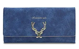 SwooK Girls Women Womens Wallet Wallets Purse Mobile Cell Phone Holder Pocket Wallet Wallets Hand Purse Clutch with Card Slots for Women Womens Girls (Dark Blue)