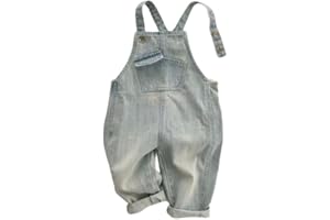 Boodtag Unisex Baby Cotton Dungarees Jeans Toddler Girls Boys Denim Overalls Sleeveless Kids Striped Button Jumpsuit Bib Pants One Piece Trousers