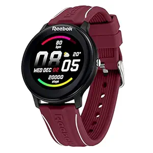 Reebok Smartwatch- Full-touch HD Display, SpO2 sensor, Dynamic HRM, BP & Sleep Monitor, Durable Spindrop Strap, 15+ Sports Modes & Upto 15 days Battery- RV-ATF-U0-PBIR-BB- Red