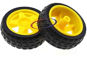 Reland Sun Lot de 4 roues de pneu en plastique pour robot de voiture intelligente avec moteur à engrenages CC 3-6 V (4 pneus)