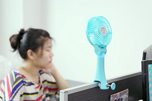 Totoose Handventilator batteriebetrieben Leise USB Clip Mini Einstellbarer Ventilator (Blau) - 3