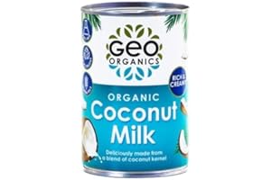 Geo Organics Organic Coconut Milk 400ml – Natural, Vegan, Dairy-Free, Unsweetened, Ideal for Cooking & Baking - Pack Of 1