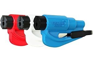 ‎RESQME resqme Familien-3er-Pack: Notfall-Schlüsselanhänger, Autoflucht-Werkzeug, 2-in-1 Sicherheitsgurtschneider und Fensterbrecher, USA, rot, weiß, blau