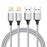 Hervorragende Haltbarkeit: Magnetische USB-Kabel bestehen aus geflochtenem Nylon, haben ein ausgezeichnetes Anti-Verdrehungs- und Abriebfestigkeits-Verhalten, halten die Lebensdauer, nach 8000-facher Biegeprüfung, gleichbleibende Leistung und gute Funktion.