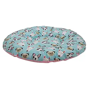 Mellifluous Soft Velvet Dog Cat Pet Cushion- Cozy, Reversible, Washable Bed for All Types of Breed (S, Aqua-Print Cushion Only)