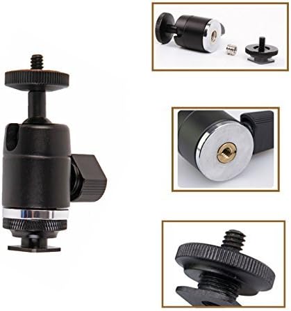 Prost Mini Ball Head Flash Bracket with Hot Shoe Mount Adapter Camera Cradle 1/4" Mount Adapter to Video Camcorder DSLR Camera LED,1/4" &amp; 3/8" Screw Nut for Monopod Tripod